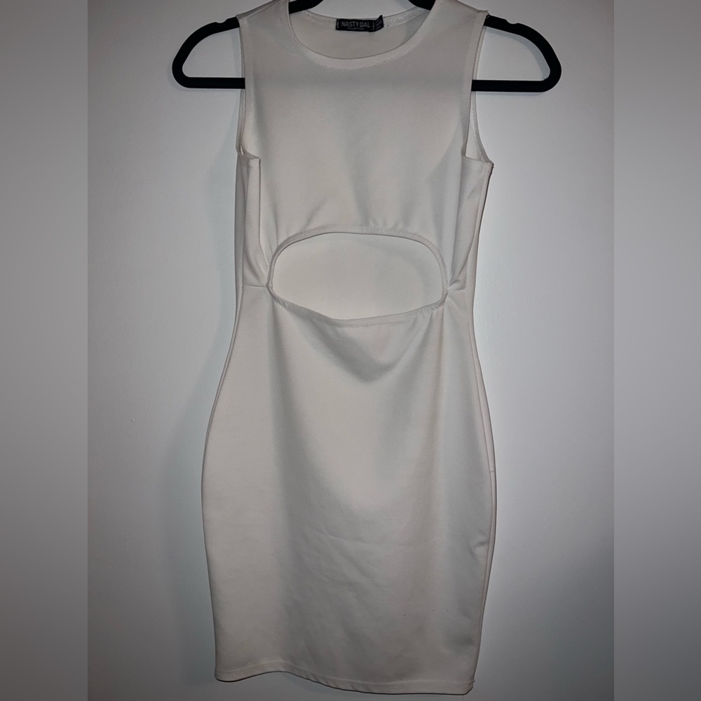 White Nasty Gal mini dress with stomach cutout